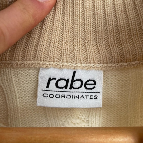 Vintage Rabe Coordinates 100% Wool Cream Cable Knit Half-Zip Sweater SZ 42 US 10 - Picture 5 of 5